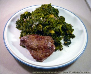 Hirschsteak mit Gruenkohl